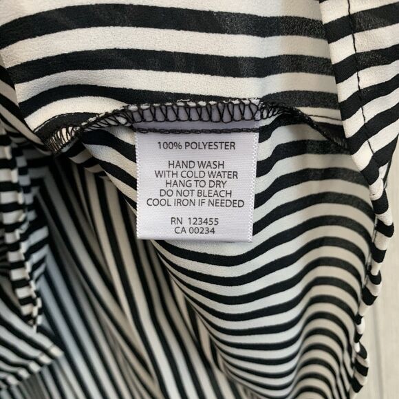 Design Lab Black White Stripe Ruffle Sleeveless Blouse Small - Picture 3 of 4